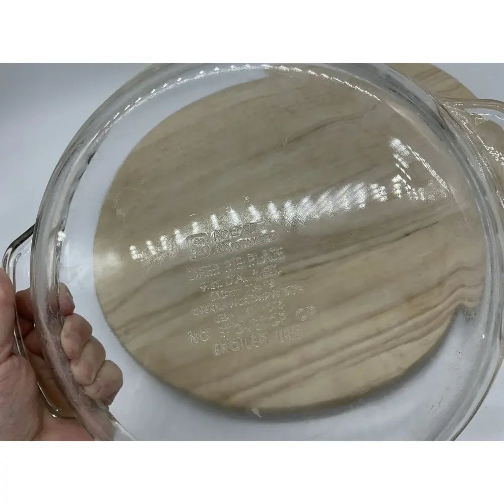 Anchor Hocking Clear Glass Deep Pie‎ Dish 9 In Round Baking Pan Handles Kitchen